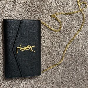 Yves Saint Laurent Black Crossbody Bag with Gold Chain